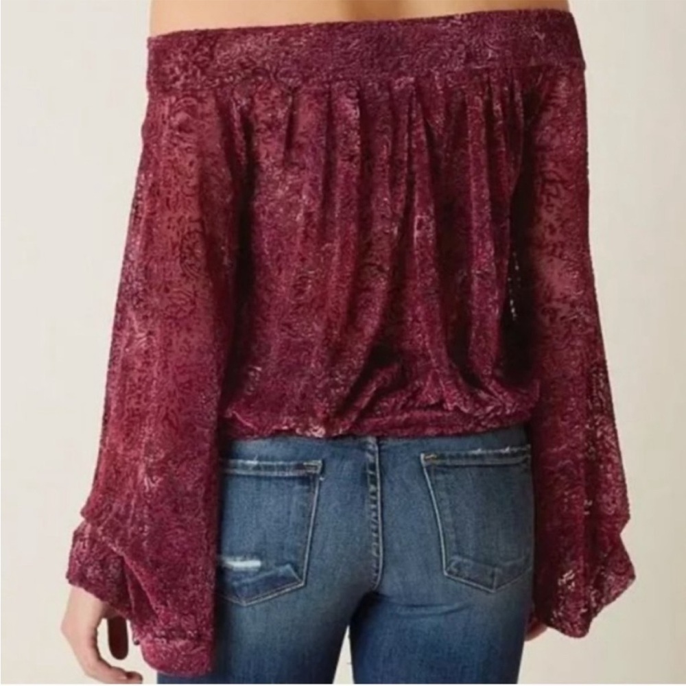 Free People Ginger Berry Off-the-Shoulder Top - Picture 2 of 8